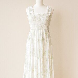 Lucy Paris Summer Maxi Dress – Ruched Bodice, Cotton, Size Small